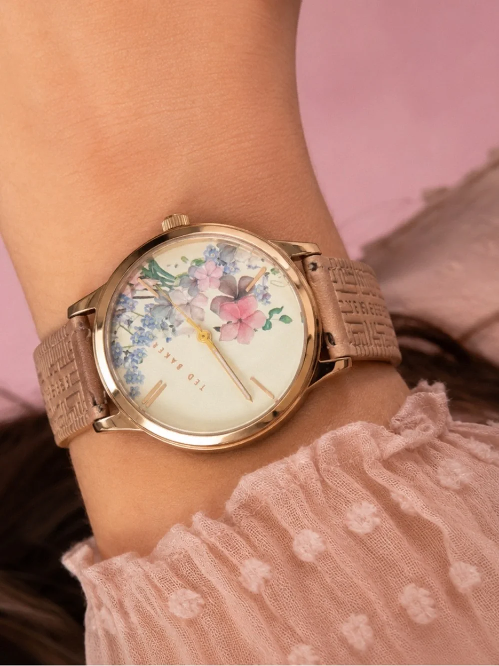 Ted Baker LikeNew Floral Leather Watch w/ new battery